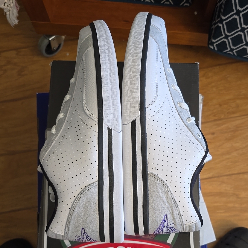 White and Black Perforated Sneakers